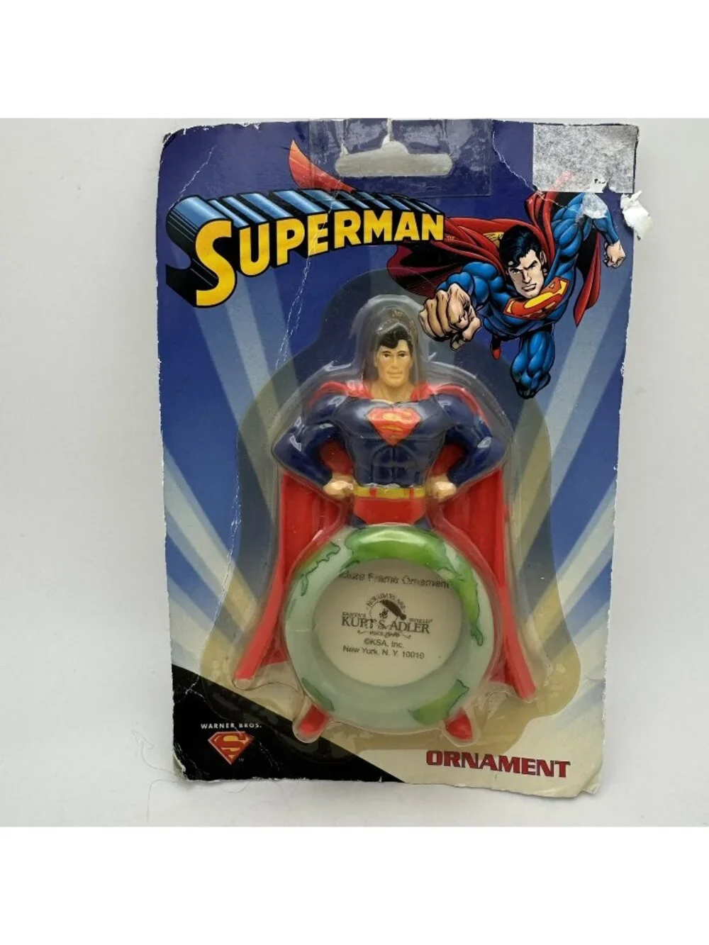Vintage Superman Photo Frame Christmas Ornament Kurt S. Adler DC Comics 2001 NIP